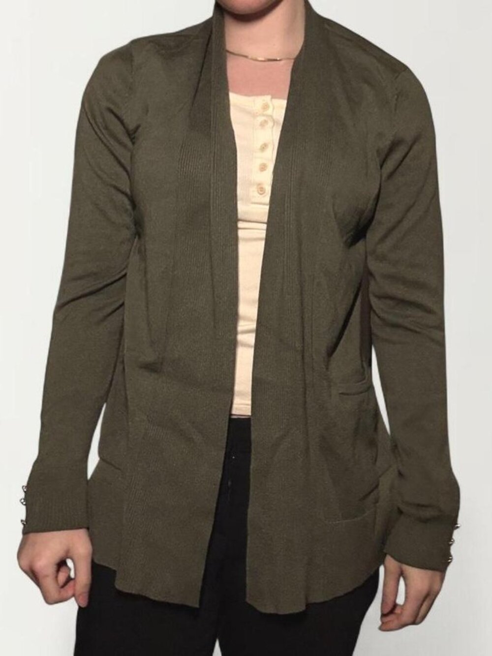 89th + Madison olive green cardigan with pockets
